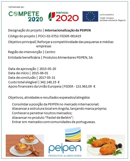 Produtos alimentares, pastel de nata, internacionalização